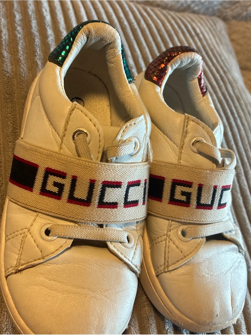 Gucci Ace Leather Logo Stripe Sneaker Kids 3-4y See Pictures